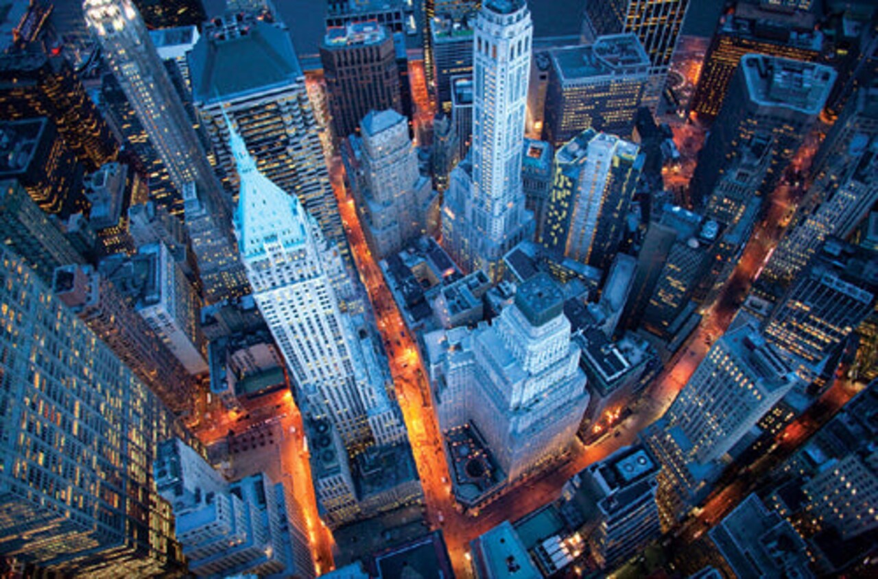 Framed Art Aerial View of Wall Street by Cameron Davidson 24 x 36